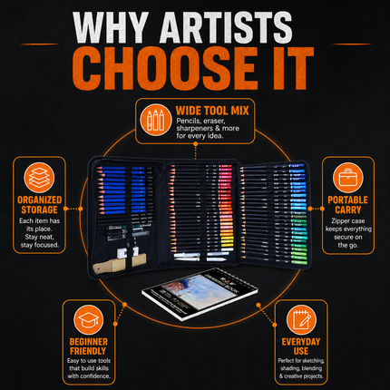 Professional Sketching Pencils Set 71 Piece | 07-key-benefits-summary.png
