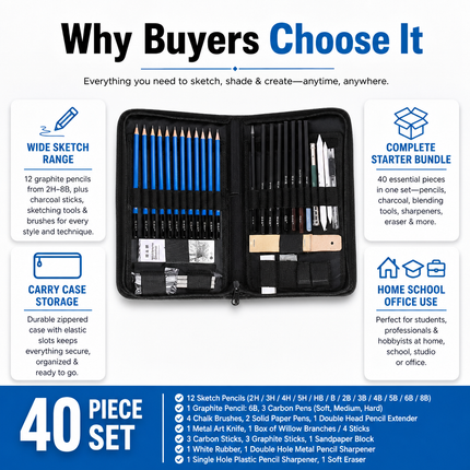 Professional Sketching Pencils Set Art Supplies Graphite Draw Charcol | 07-key-benefits-summary.png