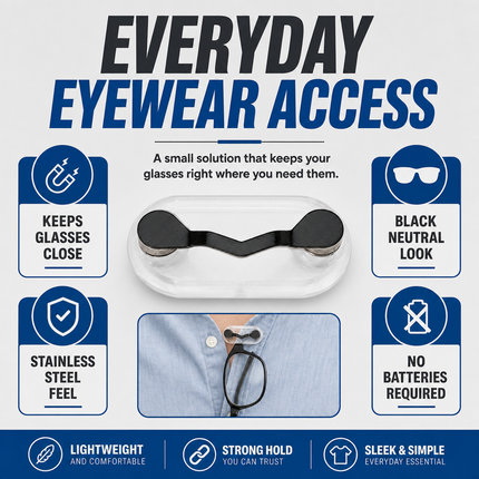 Eyeglasses Holder Black Stainless Steel Magnetic Clip for Glasses