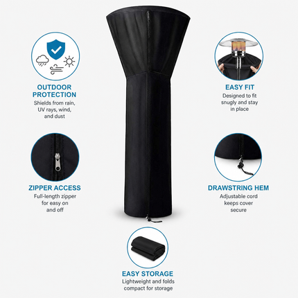 Patio Heater Cover Waterproof Heavy Duty Black