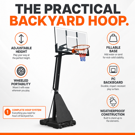 Basketball Hoop Adjustable Height Portable Steel Frame Backyard Driveway Play