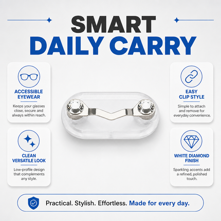 Magnetic Eyeglass Holder White Diamond Shirt Clip Accessory
