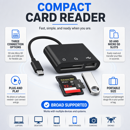 Card Reader USB C Micro USB SD TF Adapter for OTG Devices