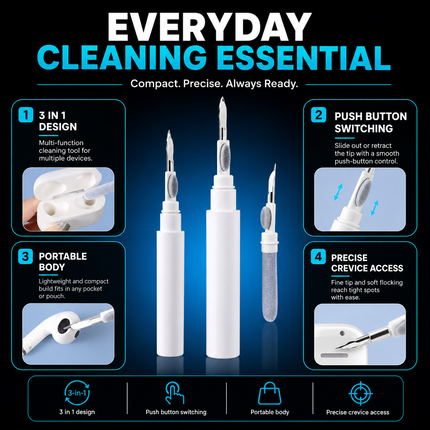 Earphone Cleaning Pen 3 in 1 for AirPods Case Earbuds
