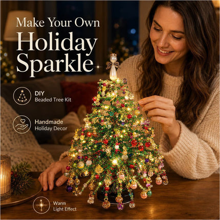 DIY Beaded Christmas Tree Kit, Handmade Colorful Bead Ornament Making Set
