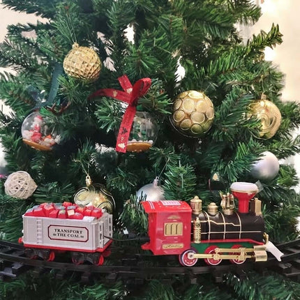 Battery Operated Toy Train With Light & Sound Around Christmas Tree Track Set Steam Train