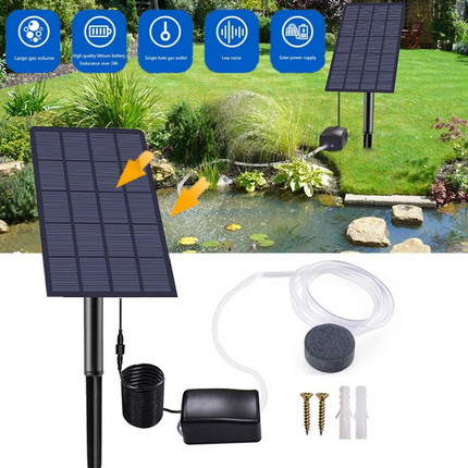 Solar Powered Oxygenator Oxygen Aerator Air Pump Fish Tank Pond Aquarium Garden