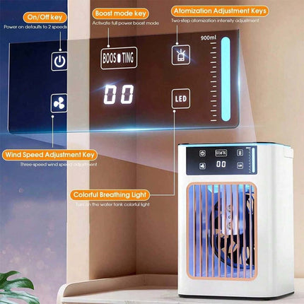 Evaporative Air Cooler Conditioner Portable Cooling Fan 6L Humidifier LED Light