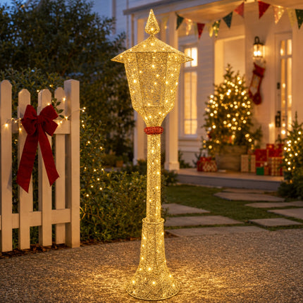 1.8M Light-Up Solar Christmas Lamp Post 120 LEDs Indoor Outdoor Garden Decoration