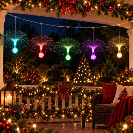 5 Head LED Fibre Optic Jellyfish String Lights Christmas Hanging Curtin Light