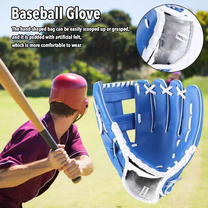 Kids Adults Leather Baseball Softball Glove Right Hand Thrower Mitts 11.5'' Blue