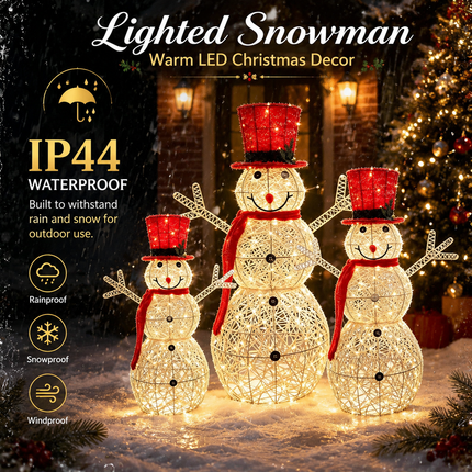 70cm Lighted Snowman Christmas Decoration LED Metal Frame Holiday Indoor Outdoor