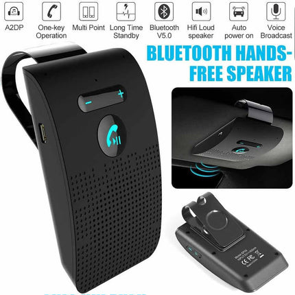 Car Bluetooth Handsfree Speaker Kit with Sun Visor Clip Mount Black Car Audio Receiver Clip-on Device