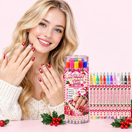 Christmas Nail Art Pens Set 24 Colors Dual-Ended Nail Art Pens Set 12PCS Pen