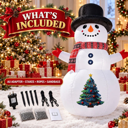 2.4M Giant Inflatable Snowman Christmas Blow Up Outdoor Garden Decoration with LED Light