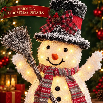 Outdoor Christmas Decorations Solar Light Up Snowman LED Garden Ornament 65cm
