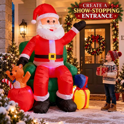 7.5FT Giant Inflatable Santa Claus Christmas Blow Up Outdoor Garden Decoration LED Light