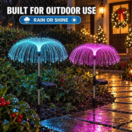 2PCS Solar Jellyfish Christmas Pathway Lights Colour Changing Garden Stake LED