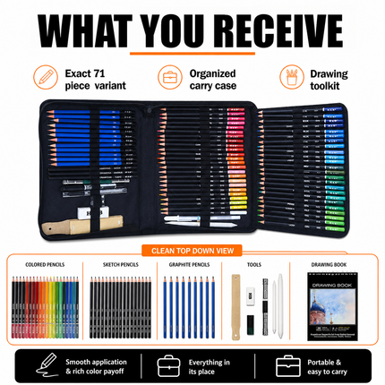 Professional Sketching Pencils Set 71 Piece | 08-package-content.png