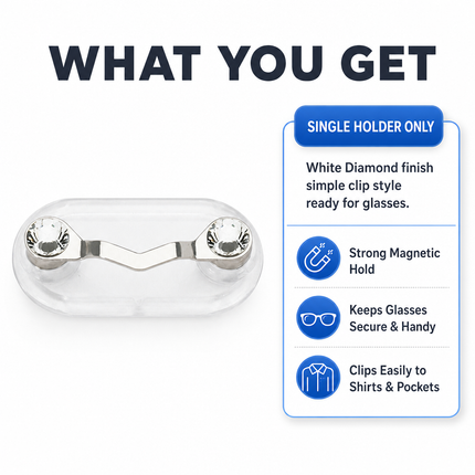 Magnetic Eyeglass Holder White Diamond Shirt Clip Accessory