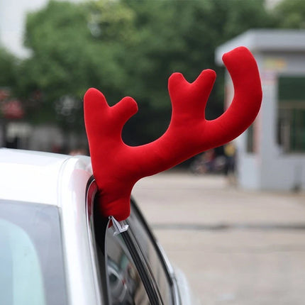 3PCS Premium Christmas Car Truck Costume Reindeer Antlers Red Nose Xmas Decor Red