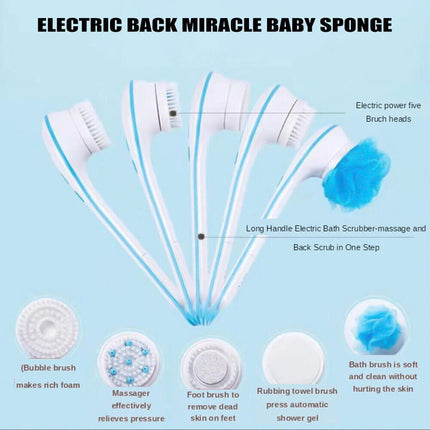 Shower Brush Electric Washer Massage Exfoliating Long Handle Body Back Scrubber