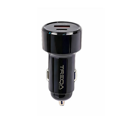 Black 48W 2 Port Car Phone Charger Dual USB A C PD Metal 12V Cigarette iPhone Charging
