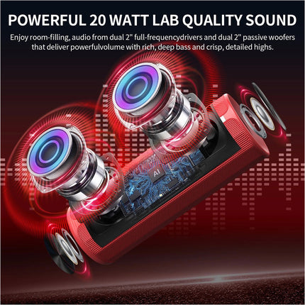 Waterproof Bluetooth Speaker with RGB Lights 20W Portable Outdoor Soundbox