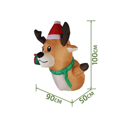 Inflatable Christmas Reindeer W/ LED Light 100CM Lean Out From Window Xmas Decor