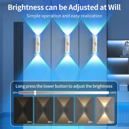 4Pcs USB Rechargeable Motion Sensor LED Night Light Wall Indoor Wireless Lamp Up-Down