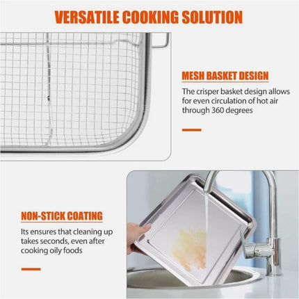 Silver Air Fryer Basket for Oven Stainless Steel Air Fryer Pan and Crisper Tray