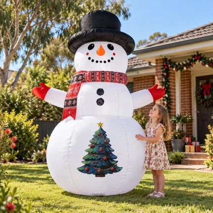 2.4M Giant Inflatable Snowman Christmas Blow Up Outdoor Garden Decoration with LED Light