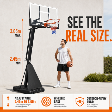 Basketball Hoop Adjustable Height Portable Steel Frame Backyard Driveway Play