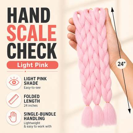 Synthetic Braiding Hair Light Pink 62cm for Box Braids and Crochet Styles