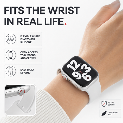 Silicone Apple Watch Band White For 38mm 42mm Sport Wear