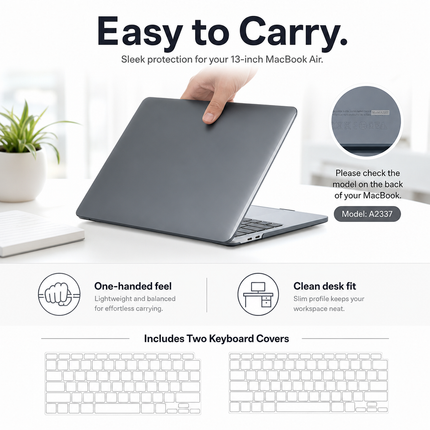 MacBook Air Case Black Hard Shell For 13 Inch Retina Touch ID