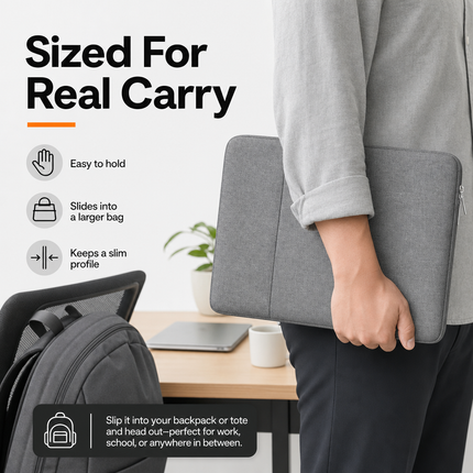 Grey Laptop Sleeve Carry Case | 09-in-hand-scale.png