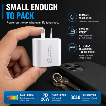 20W PD QC3 0 Fast Charger Broad Compatibility for USB C Devices