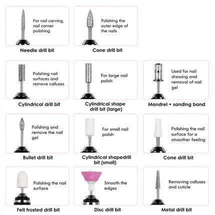 Electric Nail Drill Machine Cordless Toe Nail File for Acrylic Gel Silver