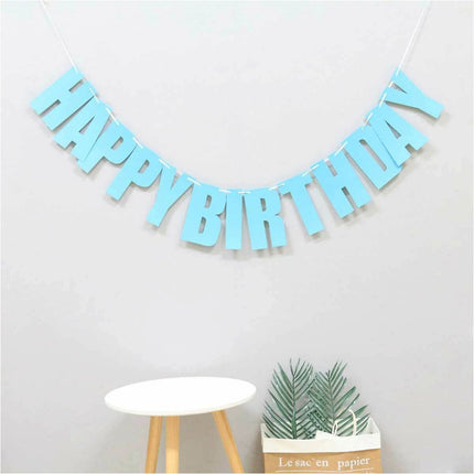 3 Pcs Happy Birthday Party Banner Flag Hanging Decoration Bunting Garland Blue Pink Clear