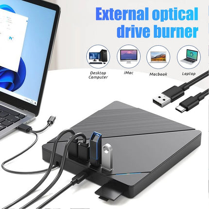 7-in-1 Slim External CD DVD Drive USB 3.0 Reader Writer Burner Player For Laptop