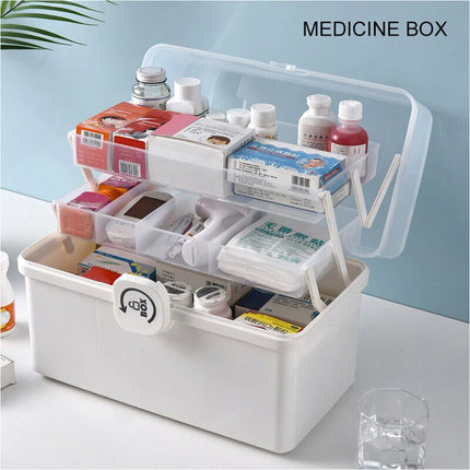 3Layer White Portable First Aid Kit Emergency Medical Storage Box Medicine Organizer