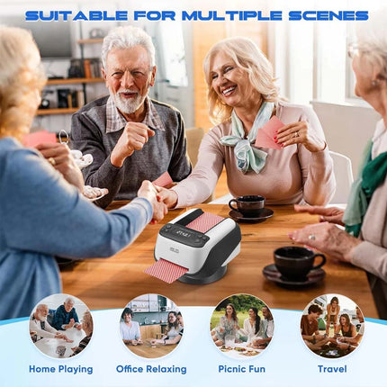Automatic Card Shuffler and Dealer, 2 in 1 360° Rotating Card Shuffling+Dealing