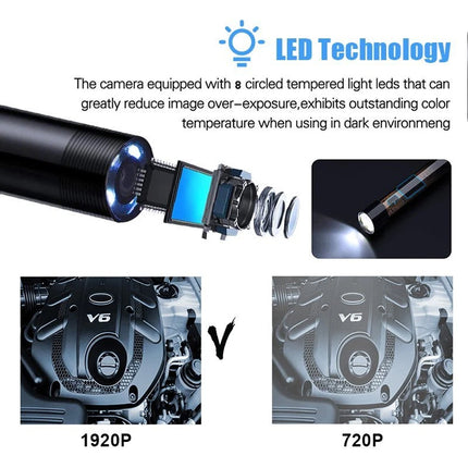 WIFI Endoscope HD 5MP Borescope Inspection Camera Waterproof For iPhone Android 2M