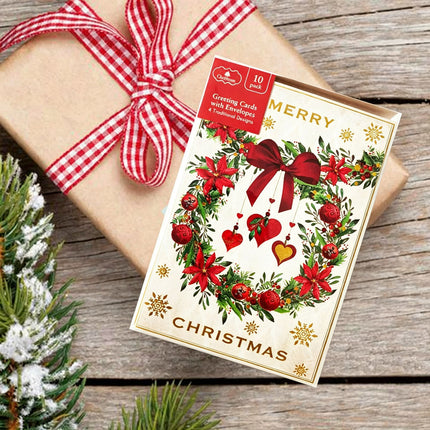 40pk Christmas Cards Greeting Cards & Envelops 4 Traditional Design Xmas Card