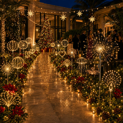 2 Pack Solar Christmas Firework Lights 120 LED Copper Outdoor Garden Pathway Decorative Lights