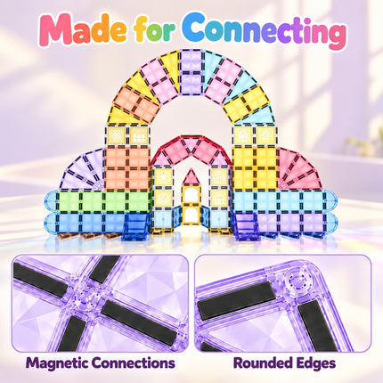 122 Pcs Magnetic Tiles Castle Kids Building Blocks 3D Construction Christmas Gift Toy