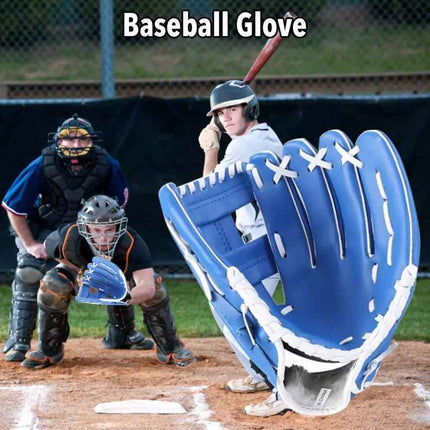 Kids Adults Leather Baseball Softball Glove Right Hand Thrower Mitts 11.5'' Blue