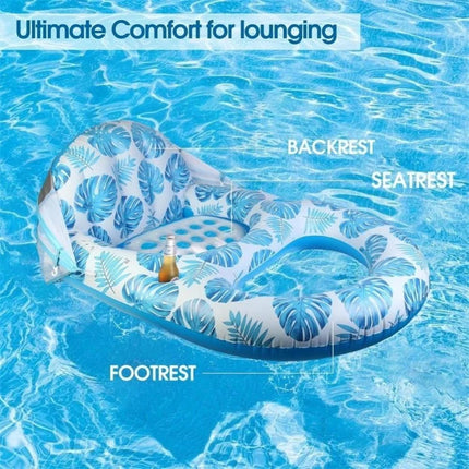 Pool Lounge Float with Canopy UPF50+,Extra Large Floats Large for Adults Heavy (Blue)