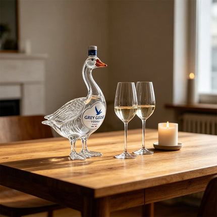 3D Sculpted Grey Goose Glass Whiskey Bottle for Home Bar Tabletop